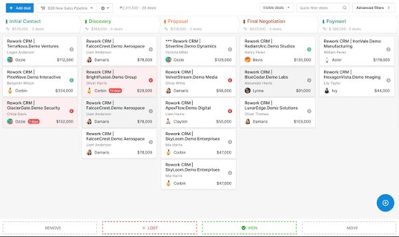 CRM Kanban Board Dark Mode