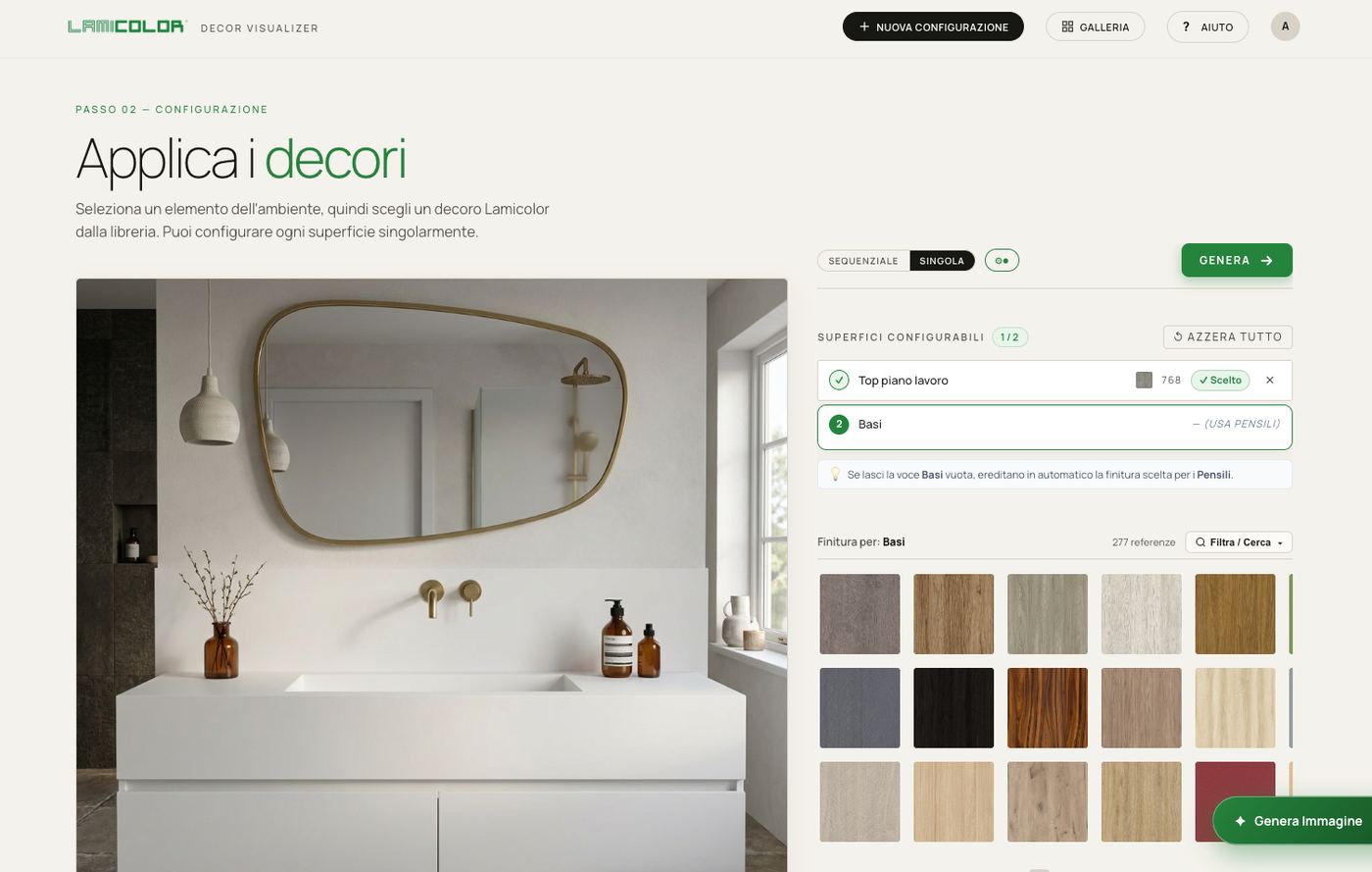 Galleria delle composizioni generate — Lamicolor Decor Visualizer