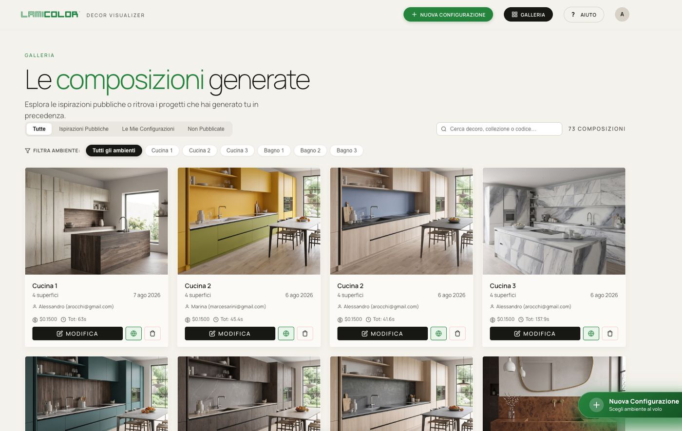 Schermata configurazione decori — Lamicolor Decor Visualizer